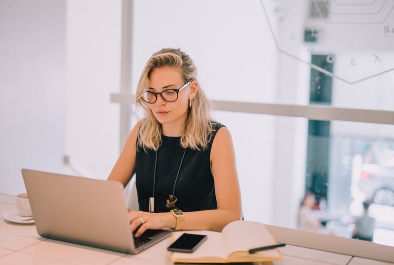 woman working at desk