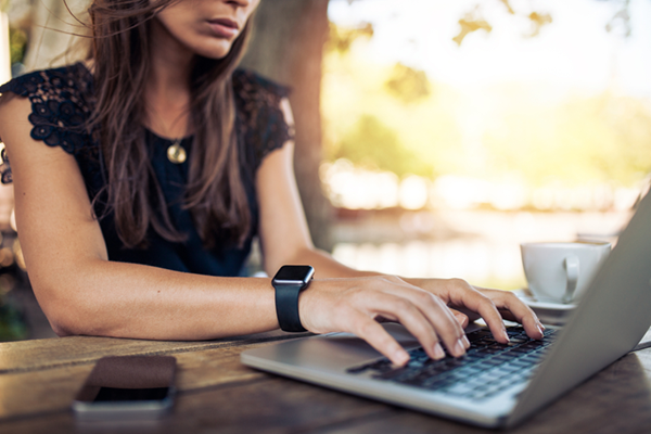 Woman Laptop Smartwatch